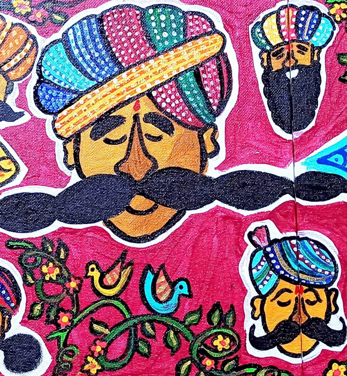 Indian Rajasthani Wall Hanging on Canvas Board With Acrylic Etsy
