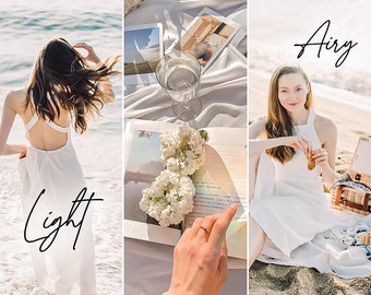 6 LIGHT & AIRY Lightroom Mobile and Desktop Presets | Pure White bright clean tones crisp