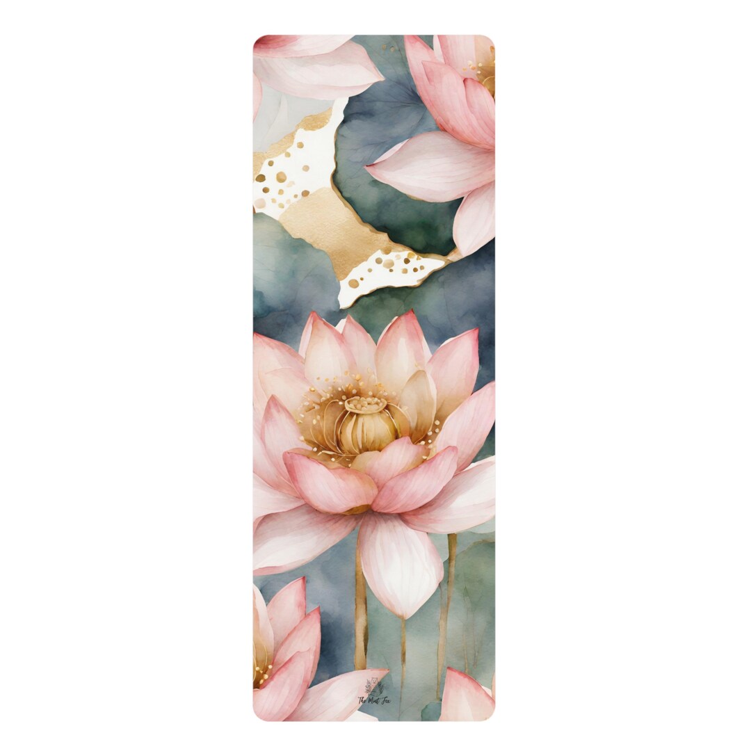 Watercolor Lotus Flower Yoga Mat Workout Mat Lotus Flower Etsy