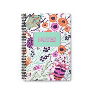 Insect Bug Beetle Spiral Notebook, Entomologist Gift, Entomologist Notebook, Ruled Line