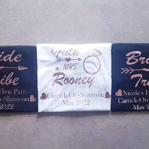FUTURE MRS.. Personalised Hen Party Bachelorette Tshirts customized with any name location and year
