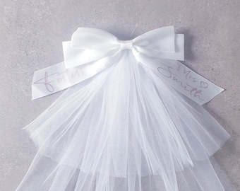 THE BOW ..Personalised hen bachelorette party bride veil and sash