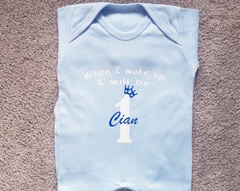 Baby personalised 1st birthday pyjamas babygro customised with any name