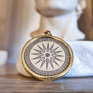 Vergina Sun Pendant / Handmade by MeanderArt / Silver 925 / Gold Plated 18K