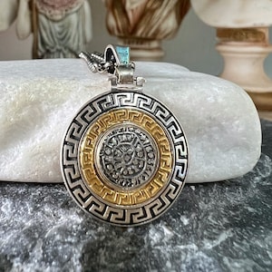 Disco di Festo con meandro / Argento 925 / Placcato oro 18K / Fatto a mano da MeanderArt / Gioielli della Grecia antica