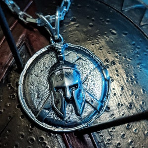 Spartan Shield with Helmet / Silver 925 Pendant / Handmade by MeanderArt / Ancient Greek Jewelry