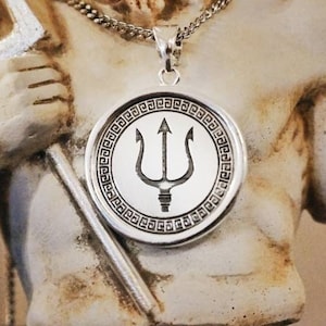 Poseidon's Trident Silver Pendant. Ancient Greek jewelry. Greek mythology jewelry. Handmade by MeanderArt. Silver 925