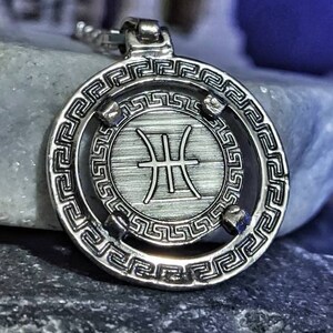 Delphic Epsilon Pendant. Ancient Greek Symbol. Handmade by MeanderArt. Silver 925.
