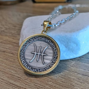 Delphic Epsilon Pendant. Handmade by MeanderArt. Silver 925. Gold Plated 18K. Ancient Greek Symbol