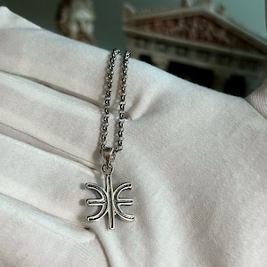 Oxidised Delphic Epsilon / Greek Symbol / Silver 925 Pendant / Handmade by MeanderArt / Ancient Greek Jewellery