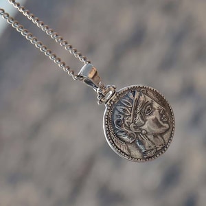 Greek Goddess Athena. Silver 925 Pendant. Greek mythology jewelry. Handmade by MeanderArt.