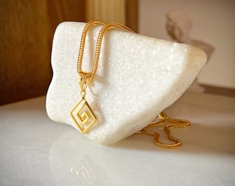 Small size Meander Pendant / Gold Plated 24K / Silver 925 / Handmade by Meanderart / Ancient Greek Symbol