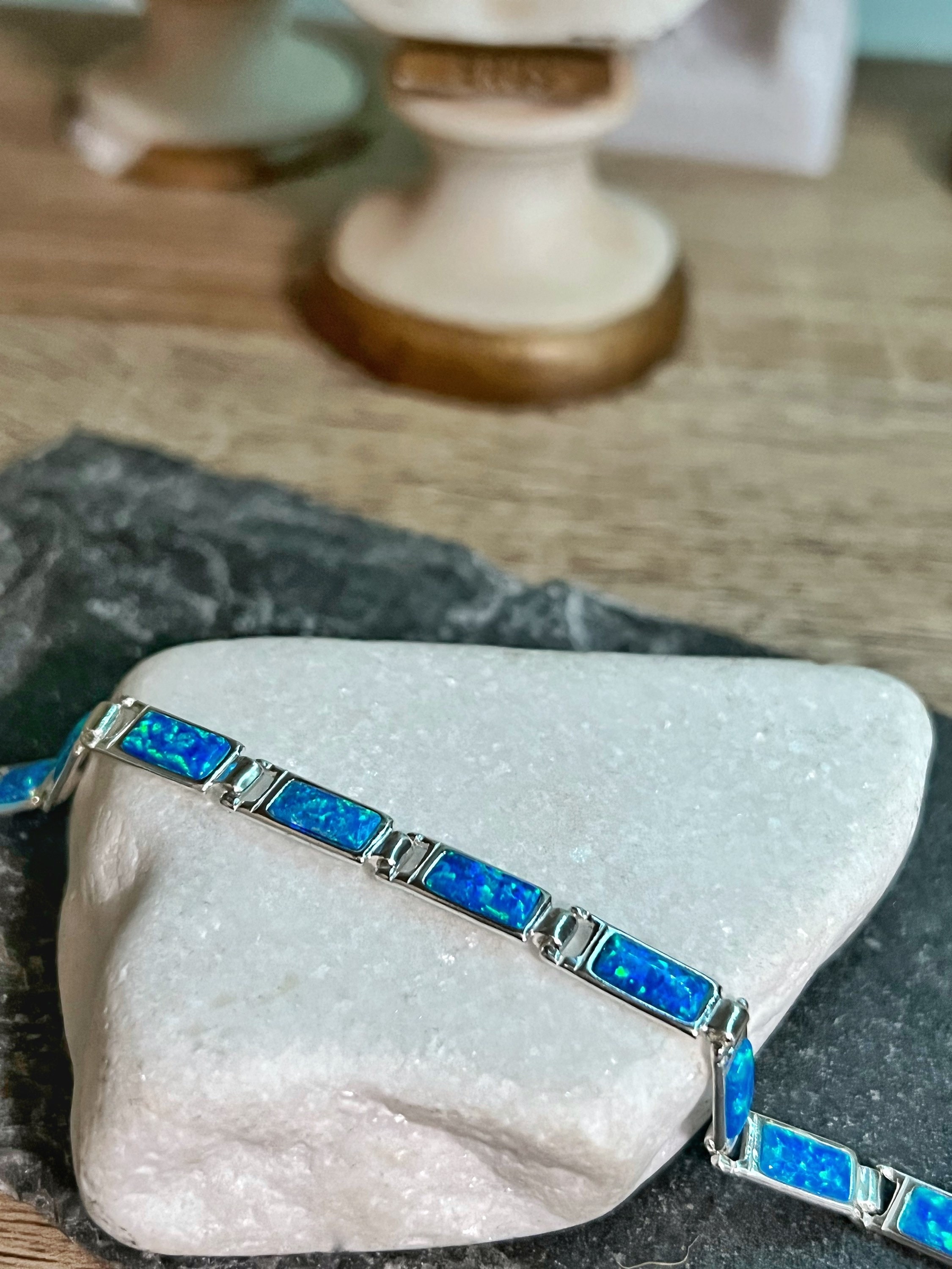 Blauer Sandstein - Funkelndes Armband/Armreif, Schmuck Für Jeden Anlass, Auch Toll Als Geschenk