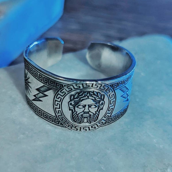 Zeus Ring. Einheitsgröße. Verstellbar. Silber 925. Handgefertigt von MeanderArt. Antike griechische Mythologie