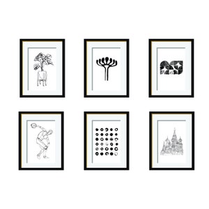 Set of 6 Black And White Printables. Printable Decorative Galery Wall Art,  DIGITAL DOWNLOAD. Wall Decor.