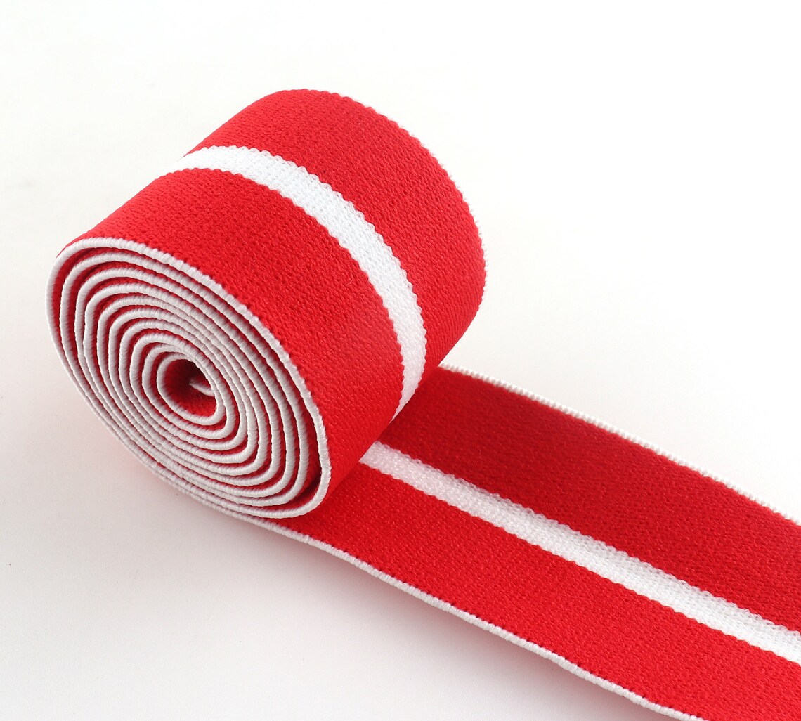 38mm Nylon Red White Striped Elastic bing 1.5 Soft Elastic Etsy UK