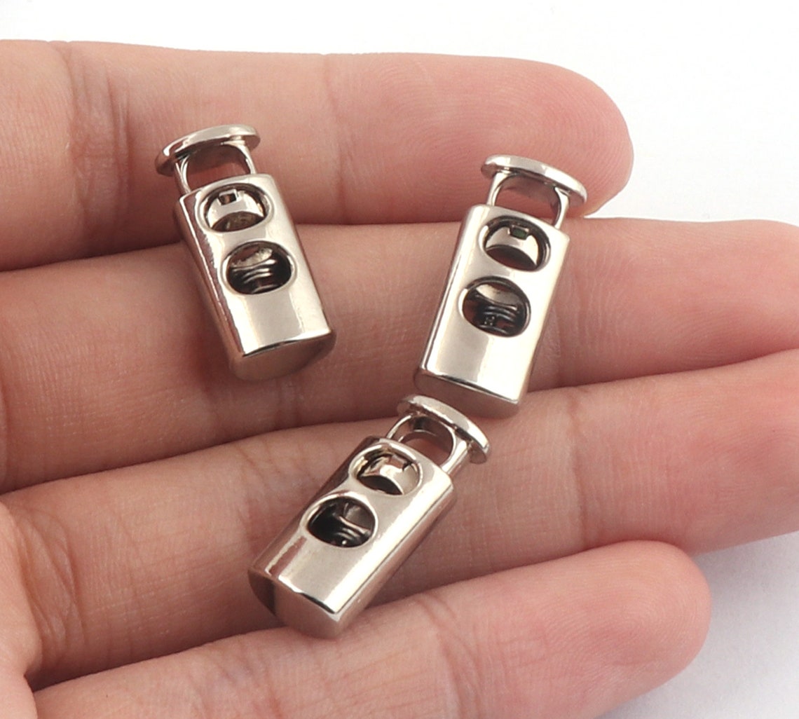 Metal Adjuster Elastic Cord Toggles Silver Toggle Cord Lock Etsy