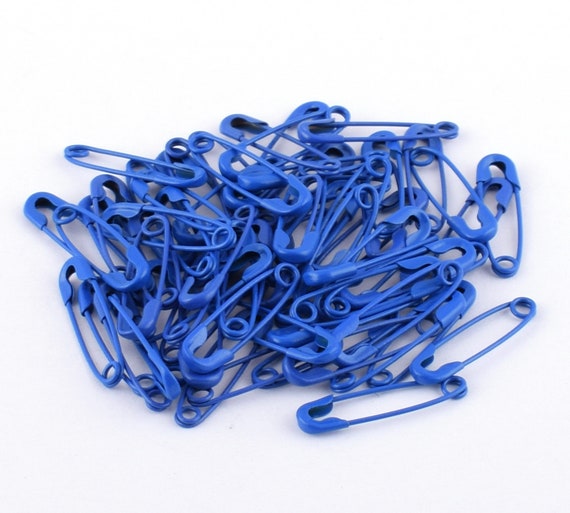 100pcs Blue Mini Safety Pins Metal Pins Apparel Accessories 