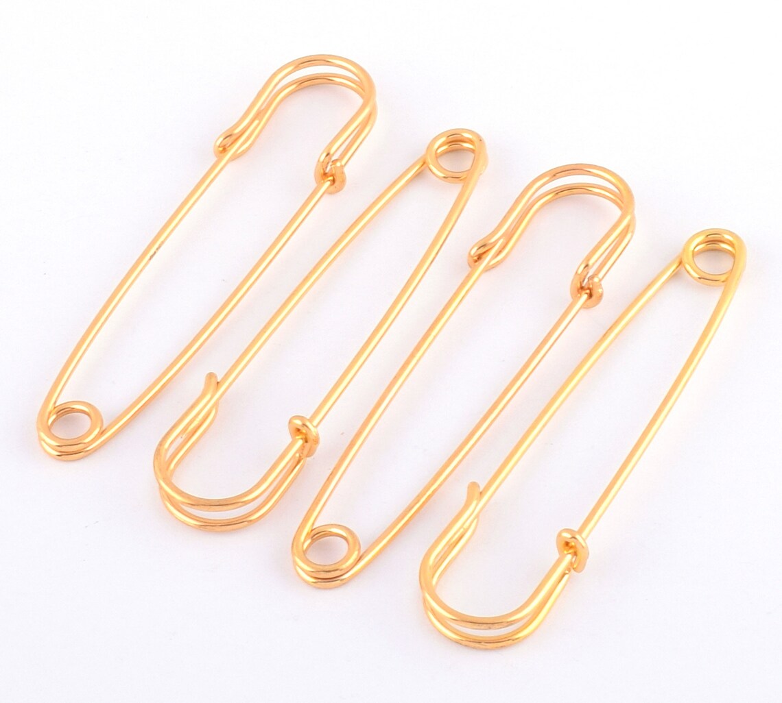 10pcs 76mm Light gold Safety pins Larger Safety Pins Metal Etsy