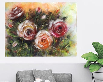 Wool painting, Wall art, Handmade wool art, Original felted painting, Painting from wool, Wool watercolor, Fluffy painting