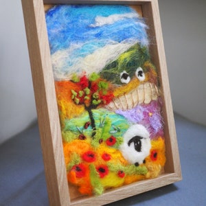 Poppy Felted Landscape Felt Painting Wool Painting 3D Wall Decor Wool Art felt picture felted wool picture felted picture sheep scenery