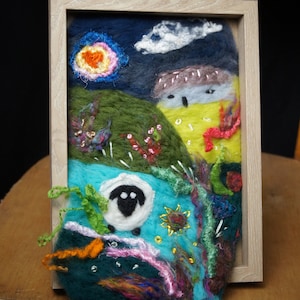 Felted Landscape Felt Painting Wool Painting 3D Wall Decor Wool Art felt picture felted wool picture felted picture sheep scenery Irish