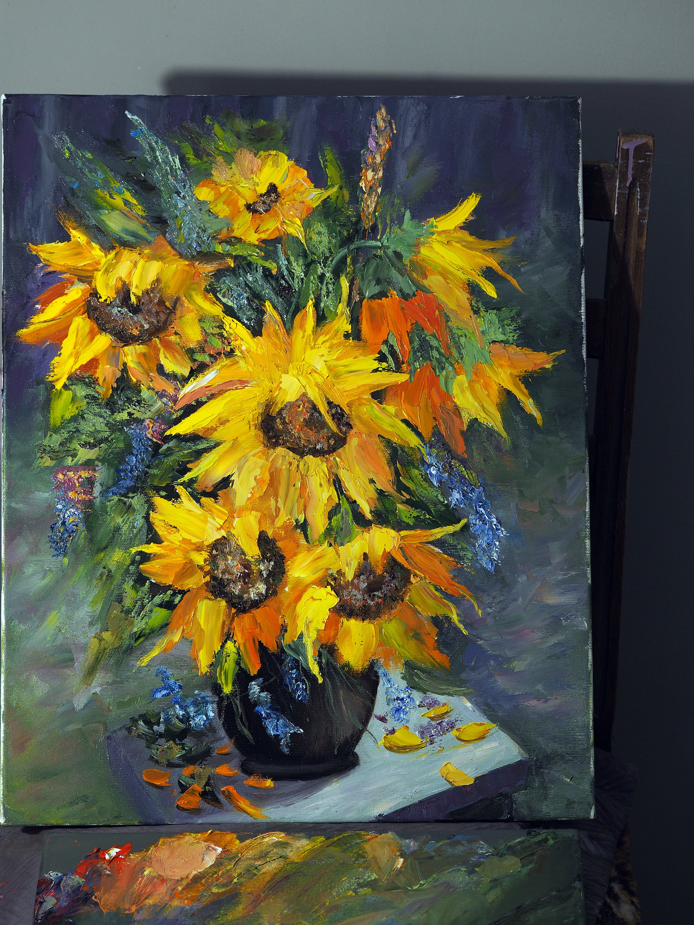 Sunflower, Original Oil Painting Sunflowers Oil Painting on Canvas ...
