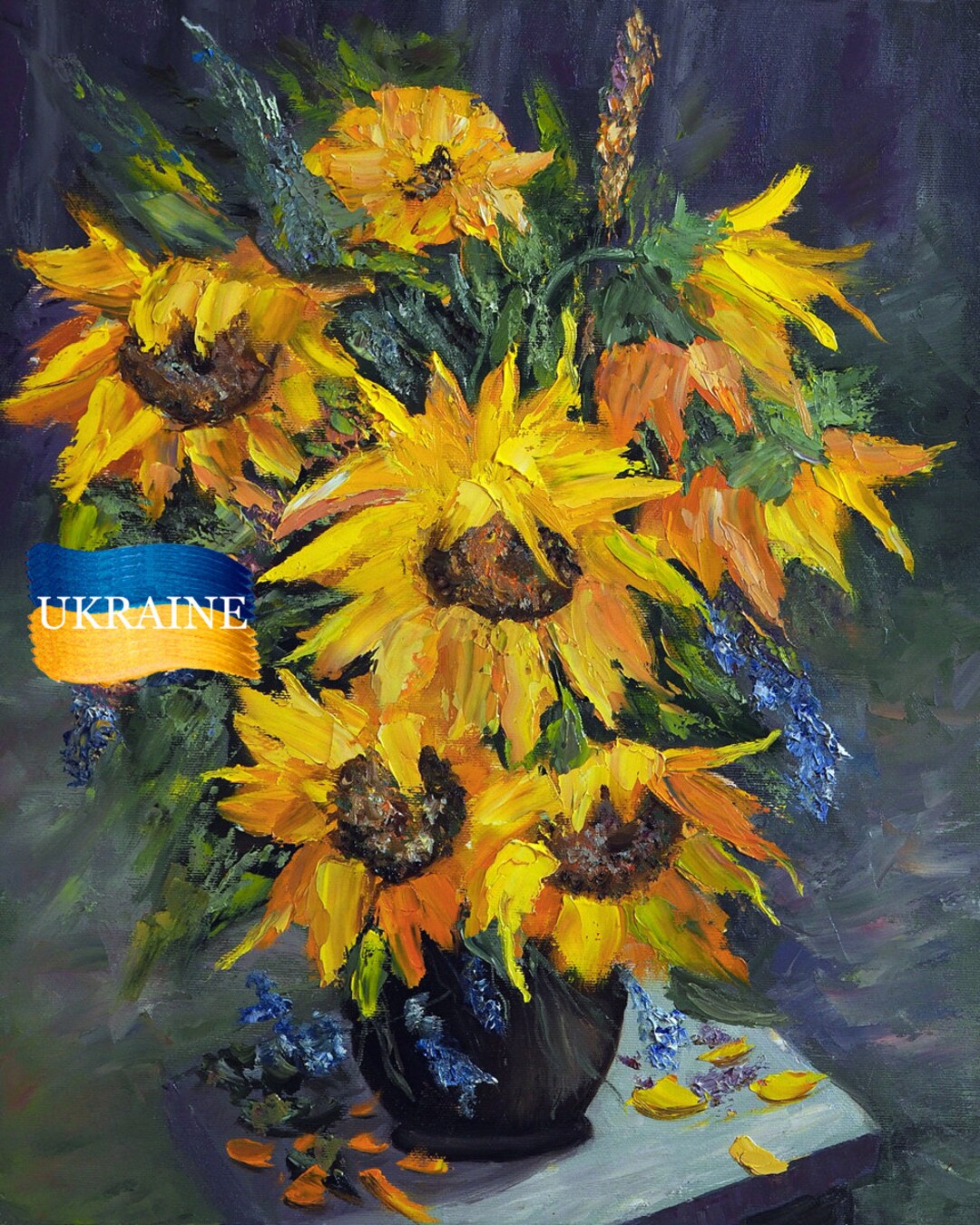 Sunflower, Original Oil Painting Sunflowers Oil Painting on Canvas ...