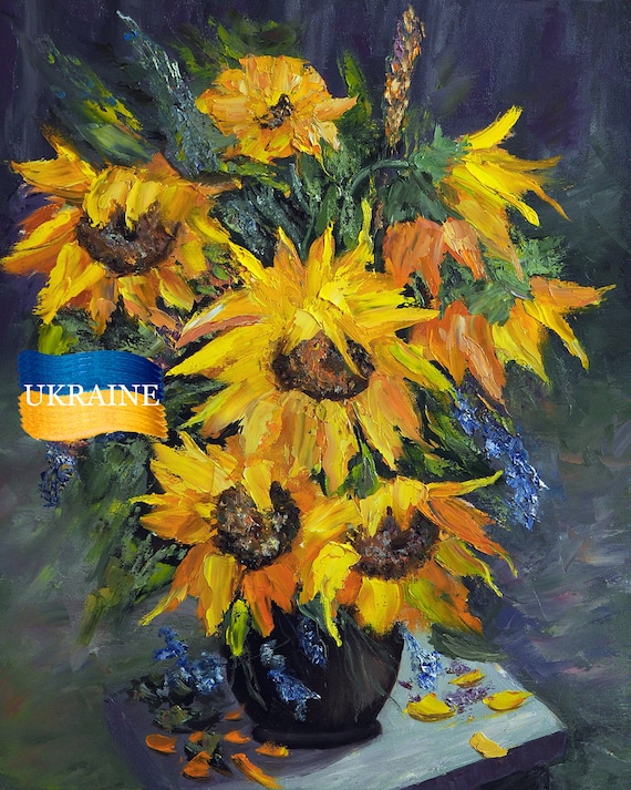 Original Sunflower Oil Painting on Canvas: Floral Art Gift