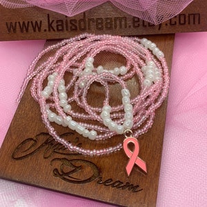 Breast Cancer Awareness waist beads - Weight Loss Tracking - African Waist Beads - XS-5X