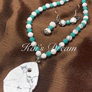 Alexis Necklace and Earring set- Marble and Teal set - Women&#39;s Jewelry