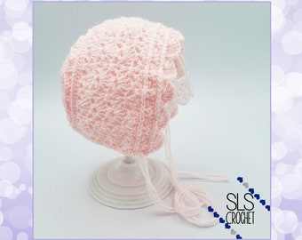 Newborn Bonnet, Baby Bonnet, 0-3 months, Crochet Hat, Crochet bonnet, Handmade, Handmade Bonnet, Baby Gift, New Baby Gift, winter hat