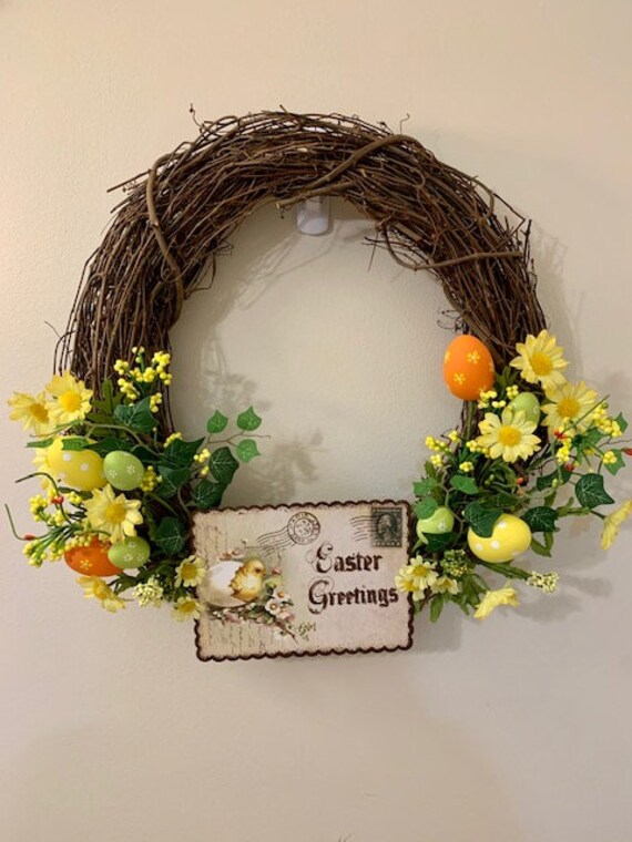 Easter Wreath Home Decor Spring Wreaths Etsy