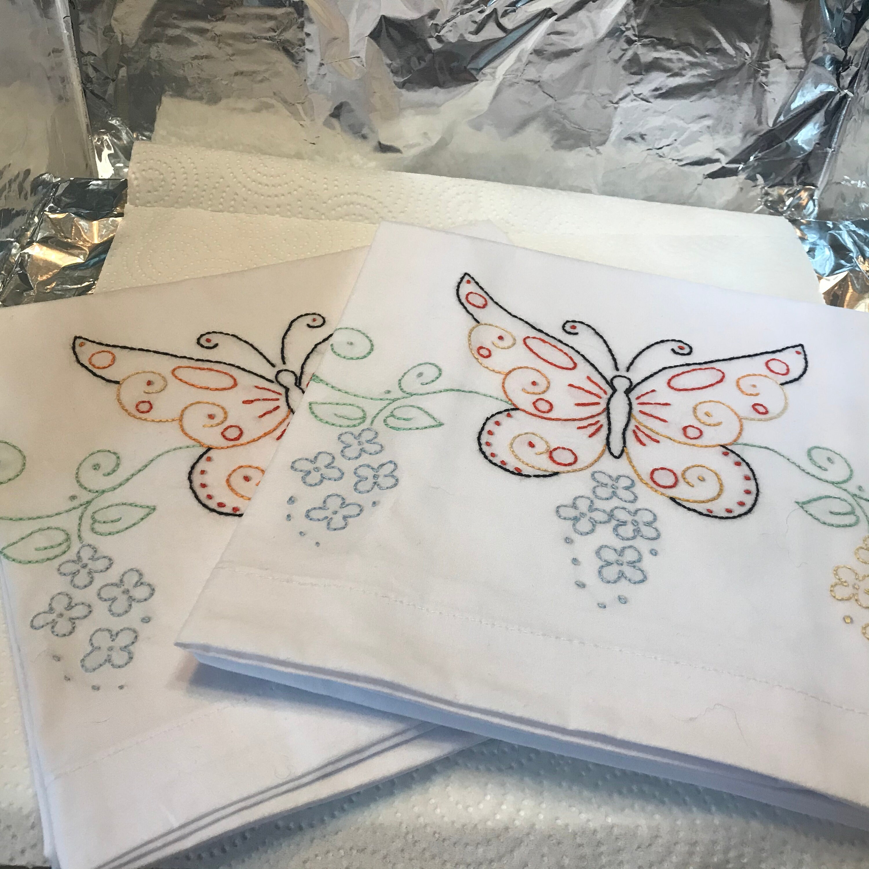 Embroidered Pillowcase With Butterfly Etsy