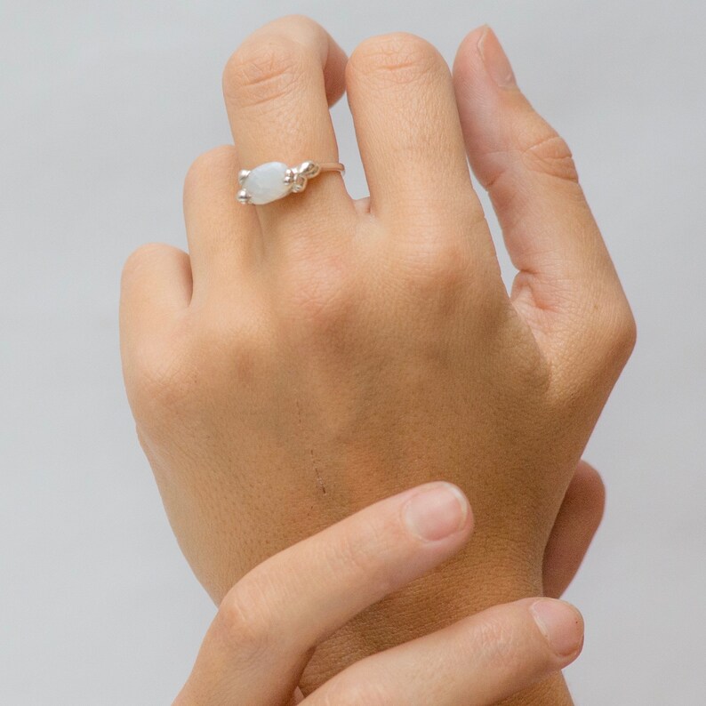 Craftmade silver ring with stone set by casting