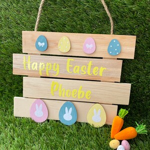 Personalised Happy Easter Wall Hanging Decoration Sign