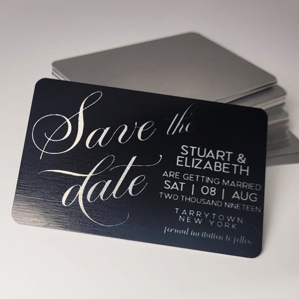 Wedding Save the Date Magnet, Save The Date Silver, Metal Fridge Magnet Card, Wedding Stationary, Custom Save the Date, Unique Save The Date