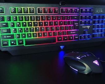 Teclado para juegos, 104 teclas, láser de metal incluido, teclados y retroiluminación espacial, entrada de iluminación arcoírisx