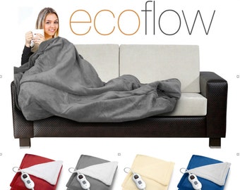 Luxury Electric heated throw fleece blanket soft available in 4 colours, Grey, Blue, Red or Cream Machine washable ideal gift