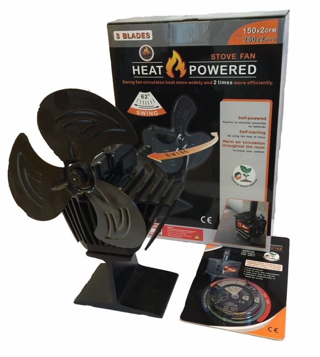 New Ecoflow Heat Powered Stove Fan 2023 3 Blade Oscillating - Etsy