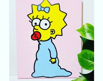 Stoned Maggie Simpson Painting Etsy