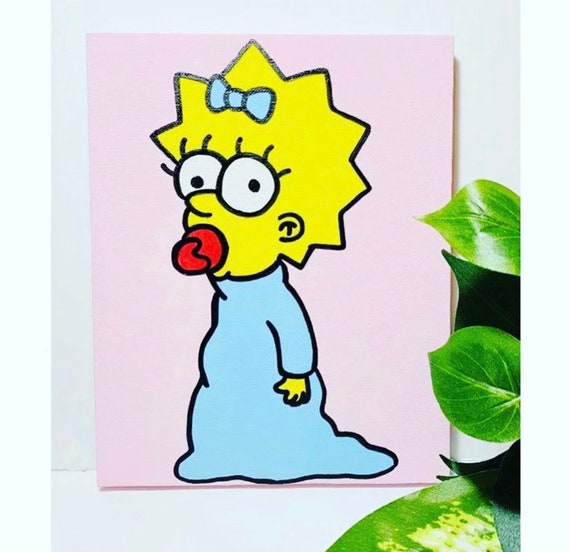 The Simpsons Maggie Simpson Baby Acrylic Painting 8x10 Wall Etsy