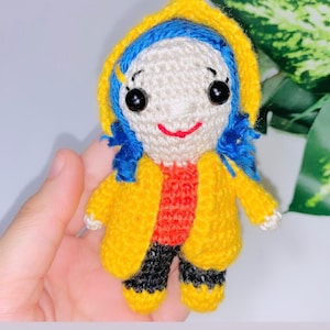 Crochet Coraline Doll Coraline mini Me mini doll Removable hoodie amigurumi cute small plush plushy doll stuffed doll knitted doll