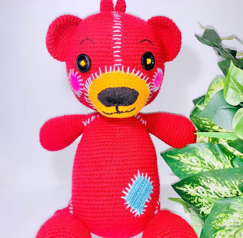 JJ's red teddy bear plush crochet plushie coco Etsy
