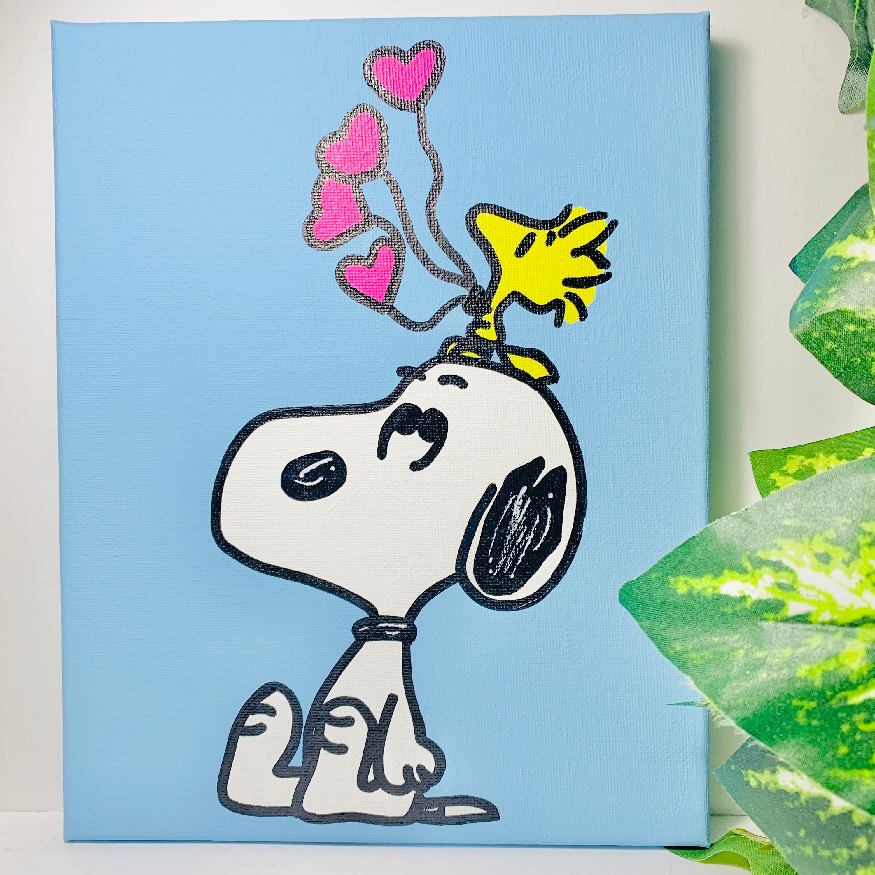 Charlie Brown Snoopy Hund und Holzstock Vogel handgemalt Etsy