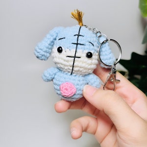 Crochet Eeyore donkey plushie keychain 100% cotton blend cute crochet keychain amigurumi kawaii chibi