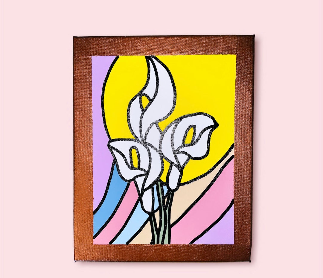 Stained Glass Acrylic Canvas Church Window Painting Hand Etsy