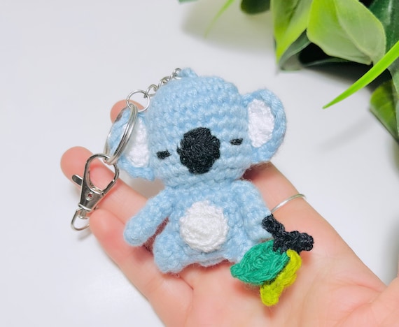 Uncinetto Koala portachiavi mini peluche peluche 100% cotone misto peluche  portachiavi amigurumi koala Portachiavi kawaii chibi -  Italia