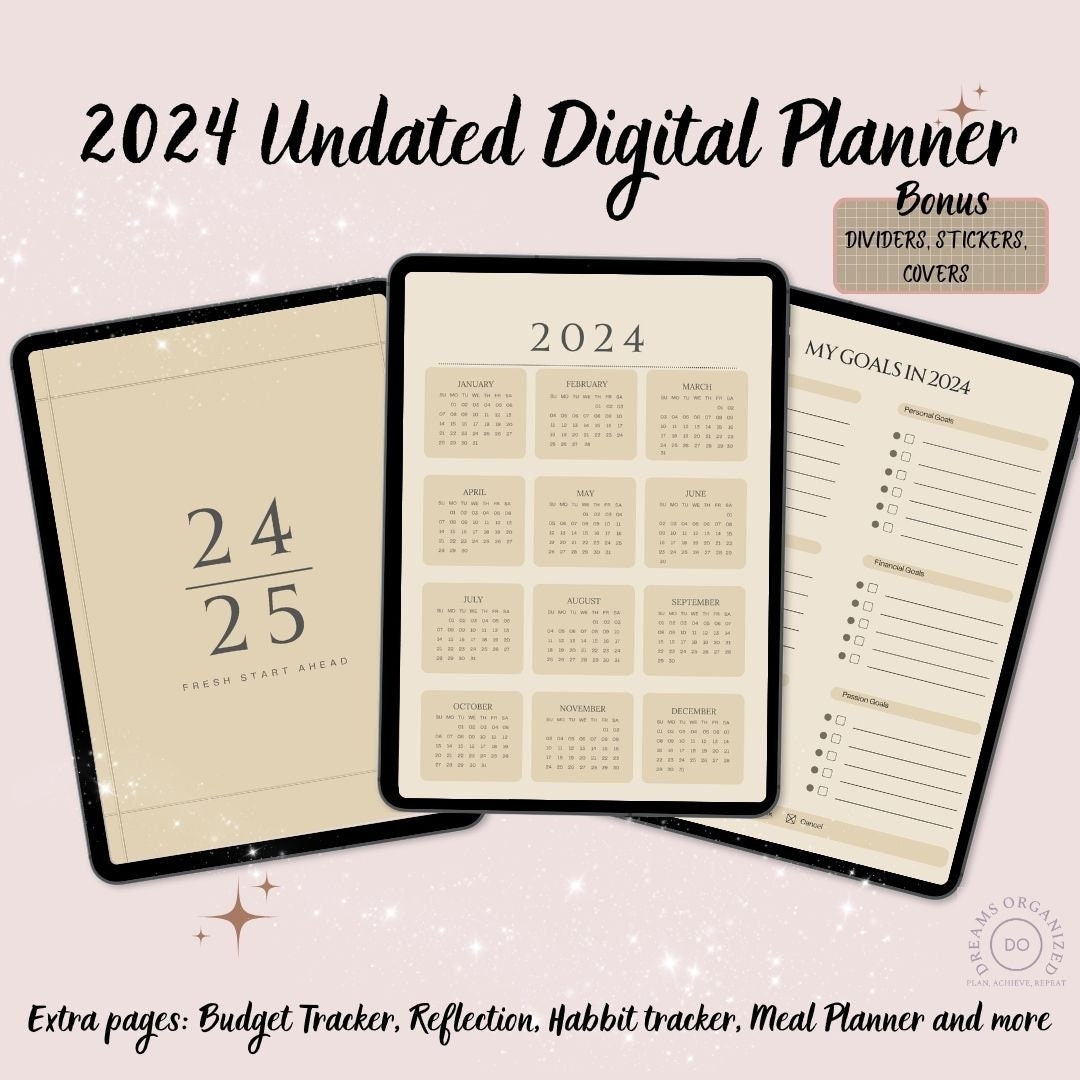 2024 Digital Planner, Undated Goodnotes Planner, Best Digital Planner