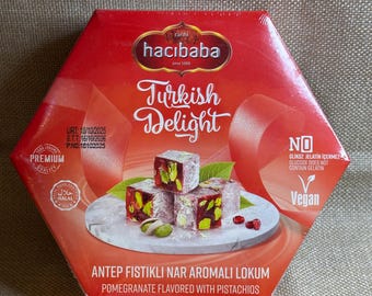 Delicias turcas con sabor a granada y pistacho Hacibaba 250 g